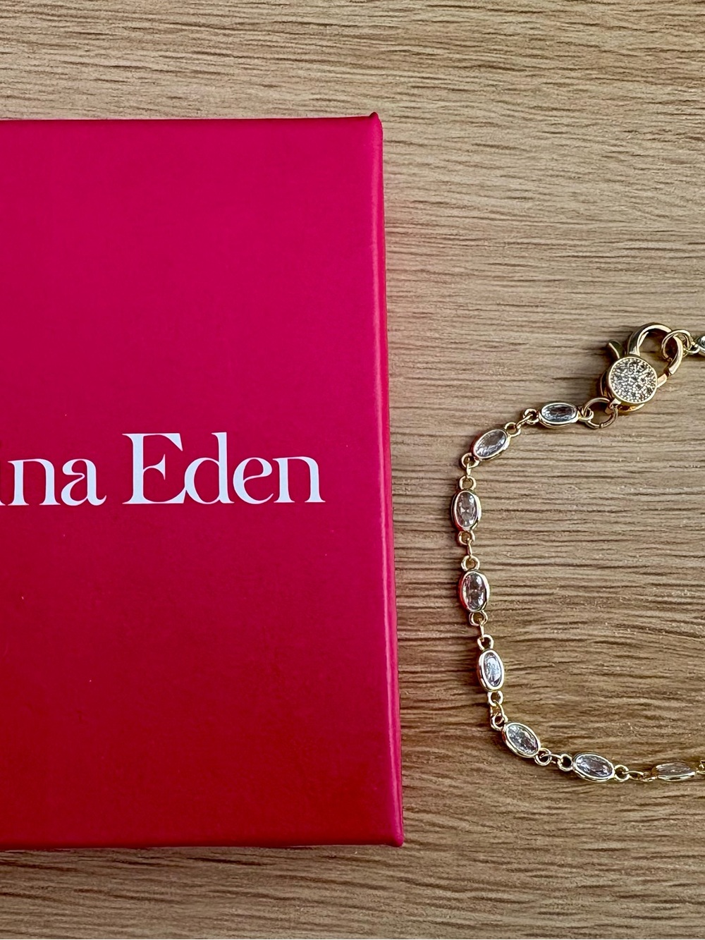 CZ Bezel Pave Clasp Tennis Link Anklet in Gold Plated Chain in Clear